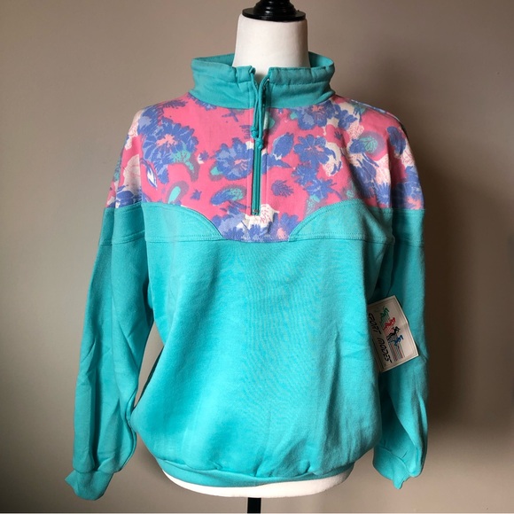 NWT Vintage deadstock sweatshirt -LARGE -retro quarter-zip Sport Modes pullover - Picture 2 of 16